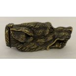 A brass novelty vesta case in the form of a dogs head.
