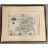 A framed and glazed, hand coloured etched map of China and Birmah.