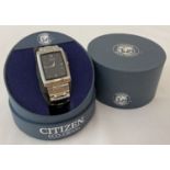A boxed Citizen Eco-Drive "Stiletto" men's wristwatch.