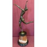 An Art Deco style bronze figure of a dancer, with signature and foundry mark to base.