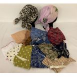 A collection of vintage turban style head scarves, to include padded examples.