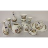 9 pieces of Aynsley ceramics in Cottage Garden, Somerset and Just Orchids patterns.