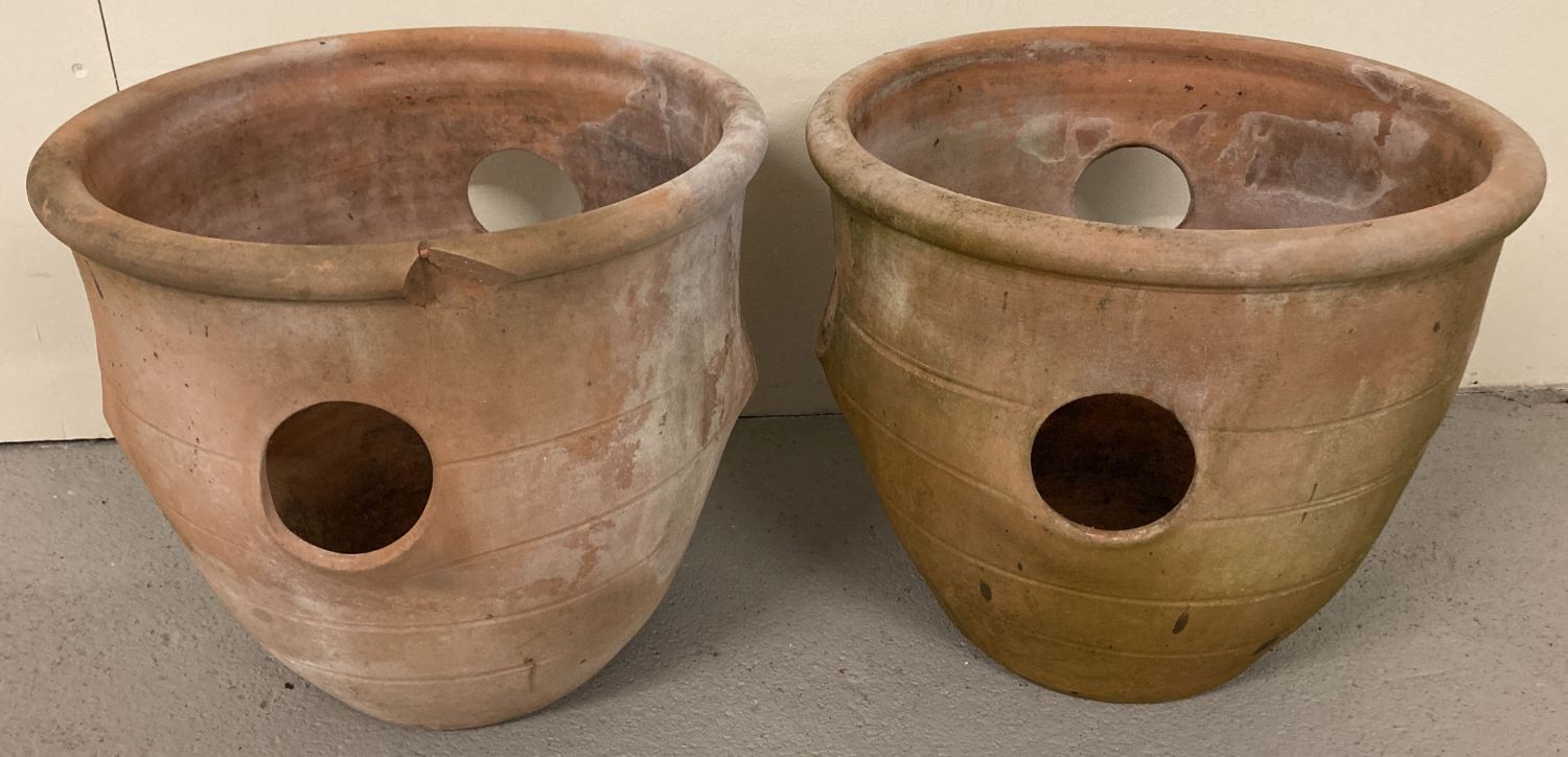 2 terracotta strawberry plant pots. 1 a/f.