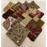 14 vintage ladies square scarves in deep autumnal tones to include Liberty of London Silk scarf.
