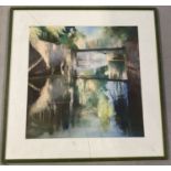 Dominique Van Der Veken, framed pastel " La Passerelle" signed and dated to bottom left.