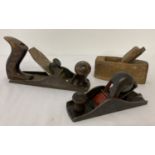 3 vintage carpenters wood working planes.