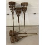 5 handmade willow garden candle holders/torches.