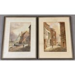 A pair of watercolours of Whitby and Staithes by E Nevil.