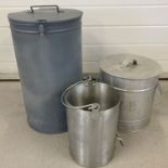 3 functional metal containers. An aluminium slim bucket style container with carry handle & side