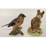 2 small Beswick ceramic figurines; a mouse and a bird.