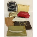 8 vintage handbags and clutch bags to include patent and leather examples.