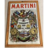 A large wooden framed advertising mirror for Martini.