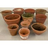 A collection of vintage and modern terracotta garden pots in various sizes. Some a/f.