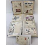 3 albums of first day covers and stamps to include British, American and Russian.