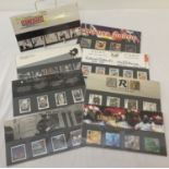 8 Royal Mail collectors stamp sets, with information cards.