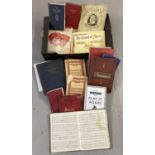 A box of vintage sheet music, song books, scores and sonatas.