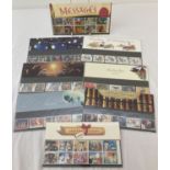 8 Royal Mail collectors stamp sets with information cards, mostly Christmas issues.