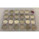 41 collectable and commemorative 50p coins in a sectional plastic case.