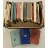 A box of vintage books relating to poetry and plays.