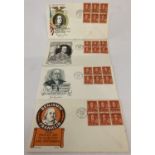 4 American 1950's first day covers "Benjamin Franklin, United States Regular Series".