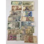 A small collection of foreign bank notes to include notes from Egypt, Kenya, Turkey and Spain.