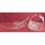 2 large pieces of vintage clear art glass.