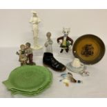 A box of assorted vintage ceramic items to include Shorter fish plates (1 a/f).