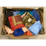A box of assorted vintage ladies scarves and gloves.