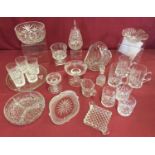 A box of assorted vintage cut glass and crystal items to include Thomas Webb and Waterford Crystal.