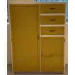 A vintage 1960's white and yellow painted tallboy.