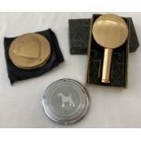 2 vintage Stratton compacts together with a boxed unused lipstick holder with mirror by Stratton.