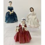 3 small Royal Doulton ceramic figurines.