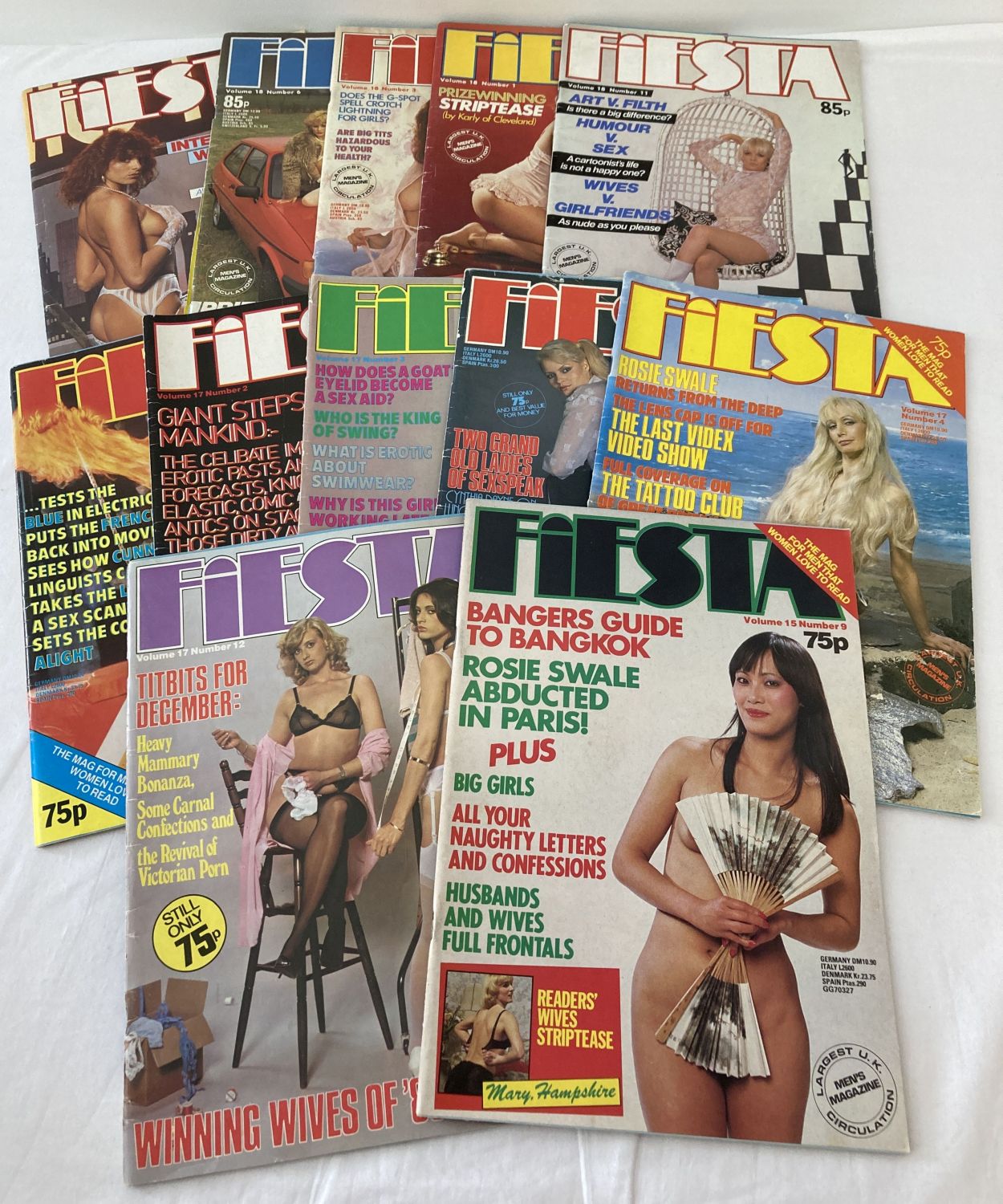 12 vintage 1980's issues of Fiesta, adult erotic magazine.