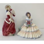 2 Royal Doulton ceramic figurines; Daydreams #HN1731 together with Christmas Morn #HN1992.