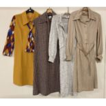 4 vintage 1970's dresses of brown colouration.