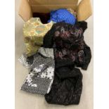 A box of assorted vintage ladies clothes from the 1970's and 80's.