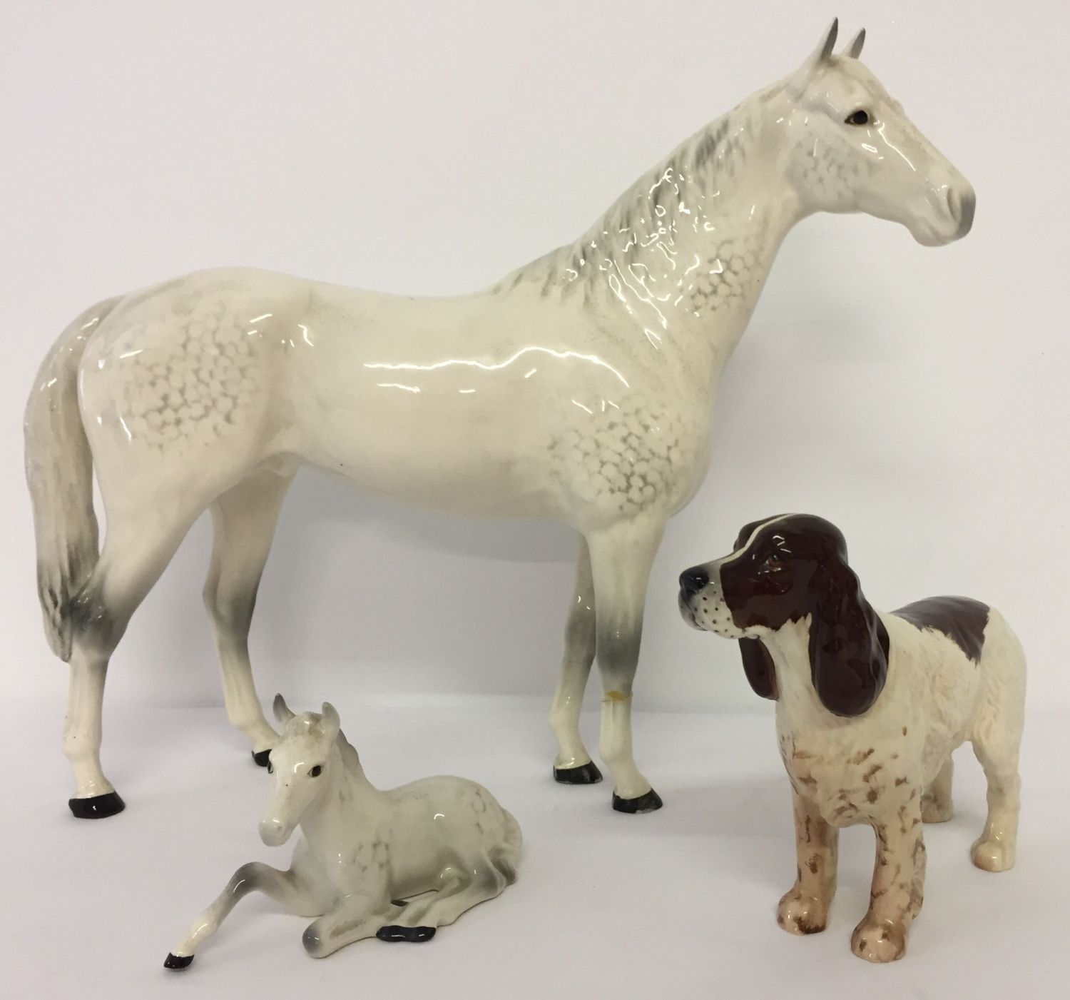 3 Beswick ceramic animal figurines, all a/f.