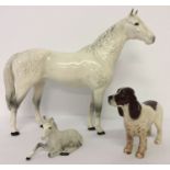 3 Beswick ceramic animal figurines, all a/f.