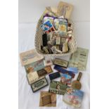 A basket of vintage Hair accessories and ladies vanity items.