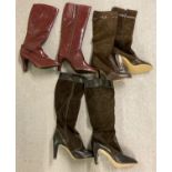 3 pairs of high leg leather ladies boots in as new, never been worn condition.