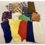 16 assorted vintage ladies neck tie scarves with ring fastening.