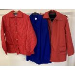 3 ladies vintage jackets. An electric blue button front wool jacket with font pockets,