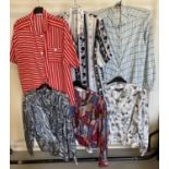 A collection o 6 vintage 1980's blouses to include peplum style.
