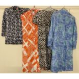 3 vintage 1960's dresses together with a 1960's blue & white Swyzerli of Switzerland 2 piece suit.