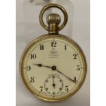 A vintage gold tone pocket watch by Croff. Working order. 17 jewels Incabloc.