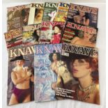 12 vintage issues of Knave, adult erotic magazine dating from 1970's & 80's.