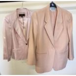 A blush pink wool jacket by Jaeger. Single front button fastening and faux front pockets.