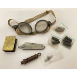 A small collection of military related items. To include a 1940 whistle by Adie Bros, Birmingham