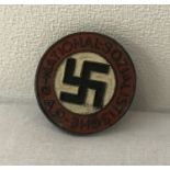 A German WWII style Ersatz late war N.S.D.A.P button hole party badge.