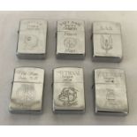 6 Vietnam War style windproof lighters with engraved detail to front and back.